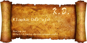 Klapka Dávid névjegykártya